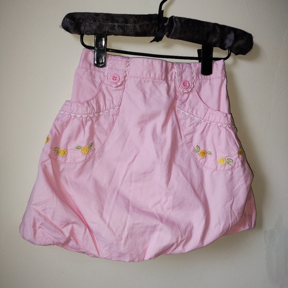 🎀 3/$20 Vintage 2000's Gymboree 🌷 Pink Embroidered Tulip Skirt Girls' Size 7